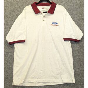 Vintage Ford Racing NASCAR Polo Men’s XL White 80s Short Sleeve Motorsport Shirt